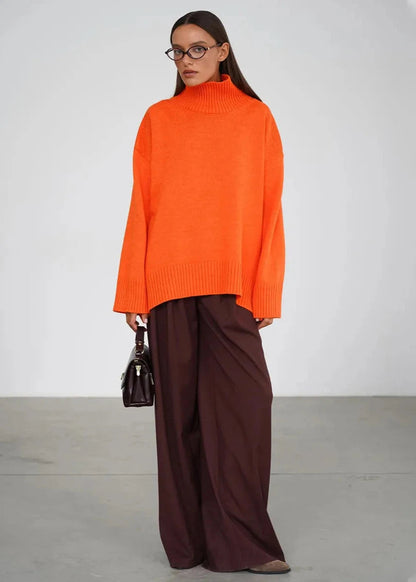 Oversized Knit Sweater Soft Fabric Turtleneck