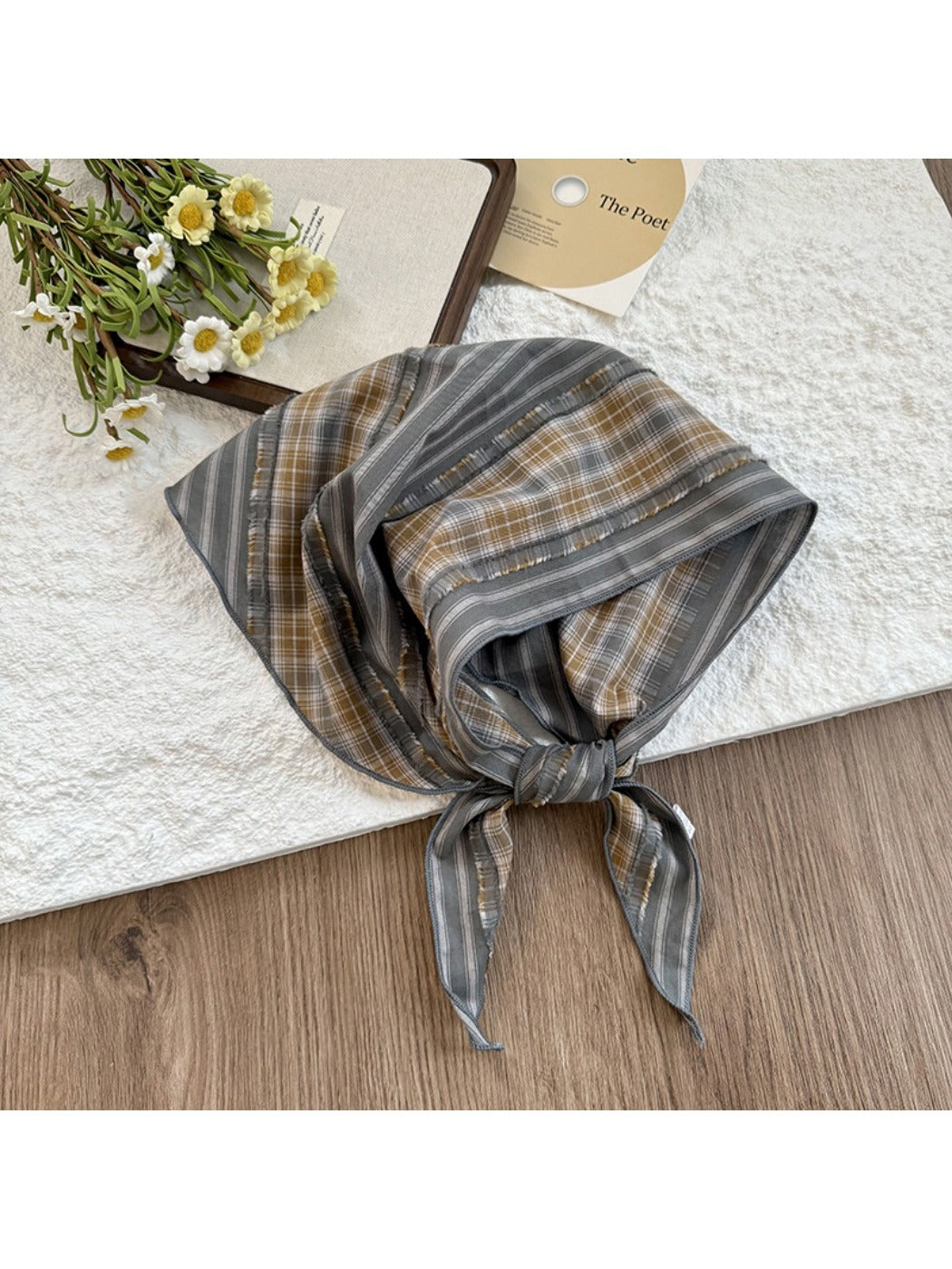 Haila - Striped &amp; Plaid Triangle Head Scarf - Vintage &amp; Classic