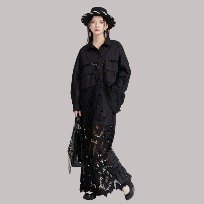 Lace-Trimmed Panel Skirt