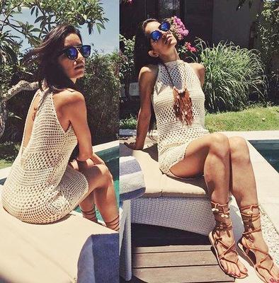 Backless Knitwear Beach Hollow Cover-Up
