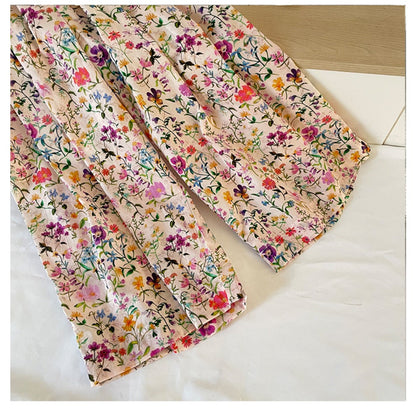Shea - Floral Wide-Leg Long Pants - Loose &amp; Cheerful