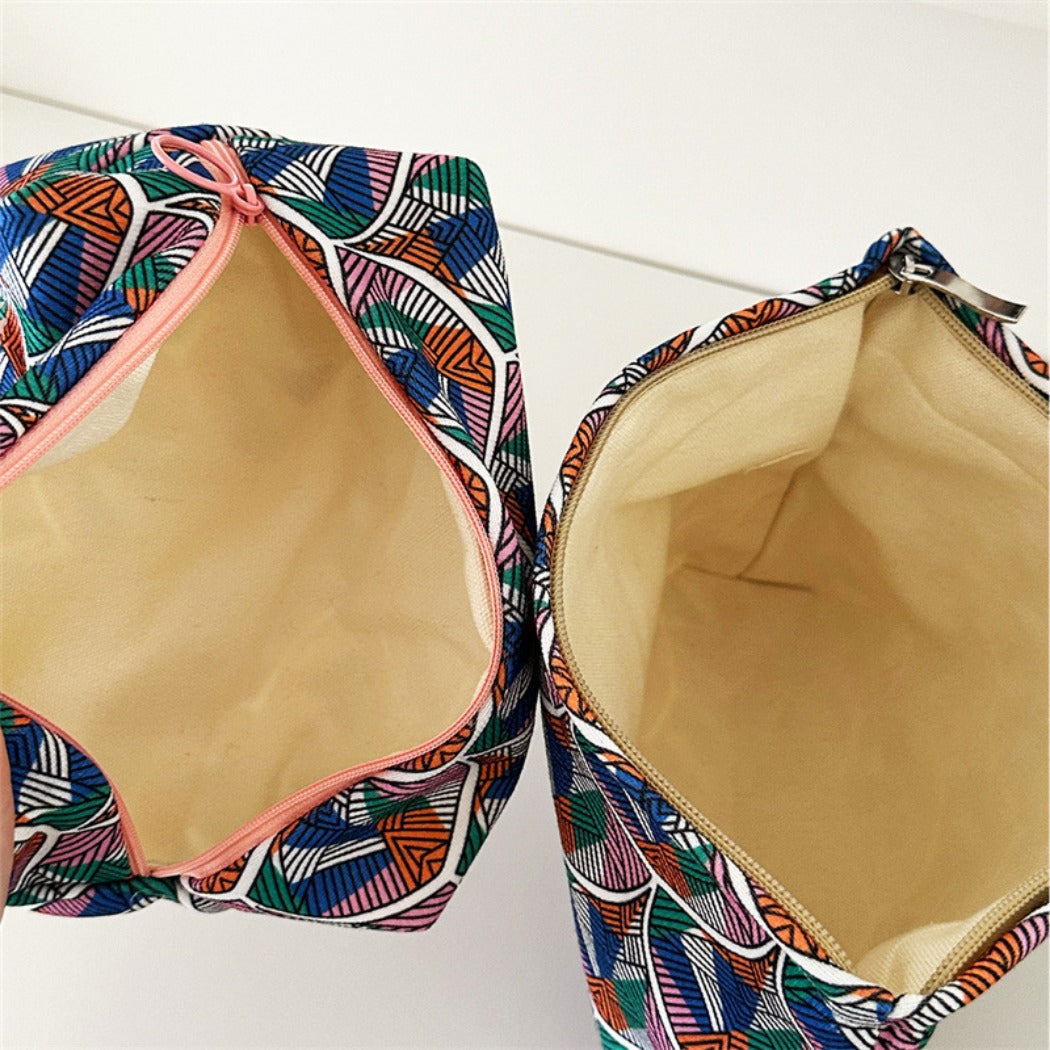 Cosbai - Colorful Fan-Print Makeup Bag - Practical &amp; Basic