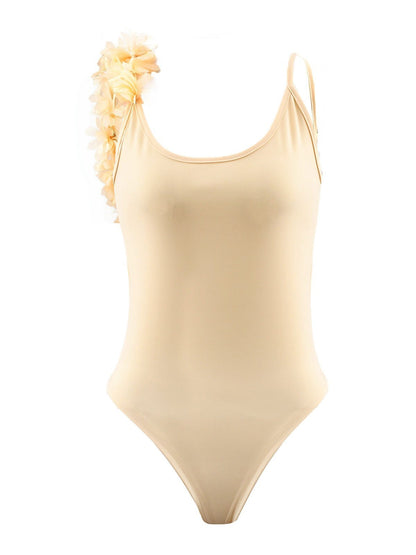 Summer Sexy V Neck Lace Stitching Backless One-Piece Swimsuit Bikini