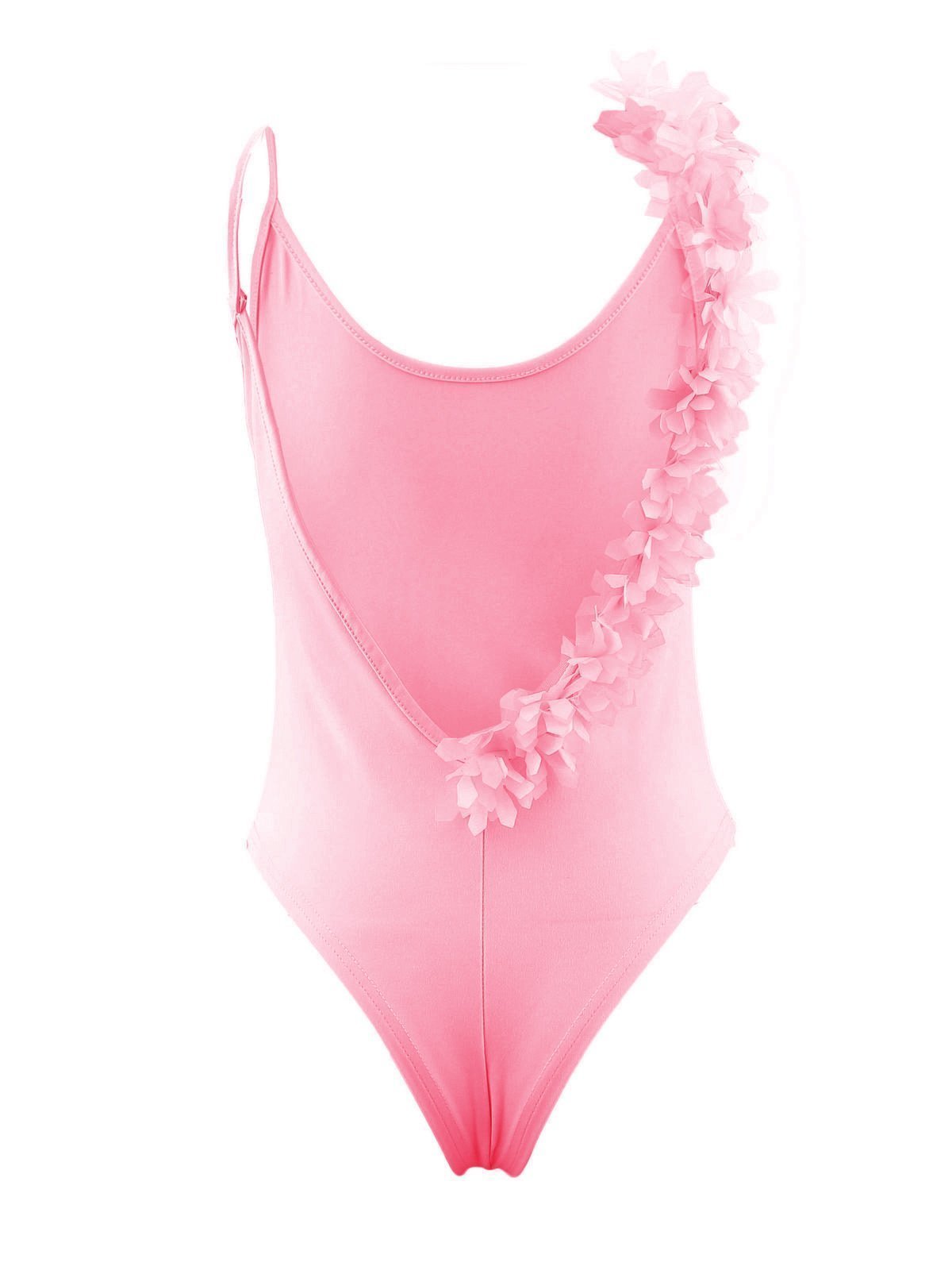 Summer Sexy V Neck Lace Stitching Backless One-Piece Swimsuit Bikini