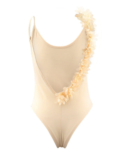 Summer Sexy V Neck Lace Stitching Backless One-Piece Swimsuit Bikini