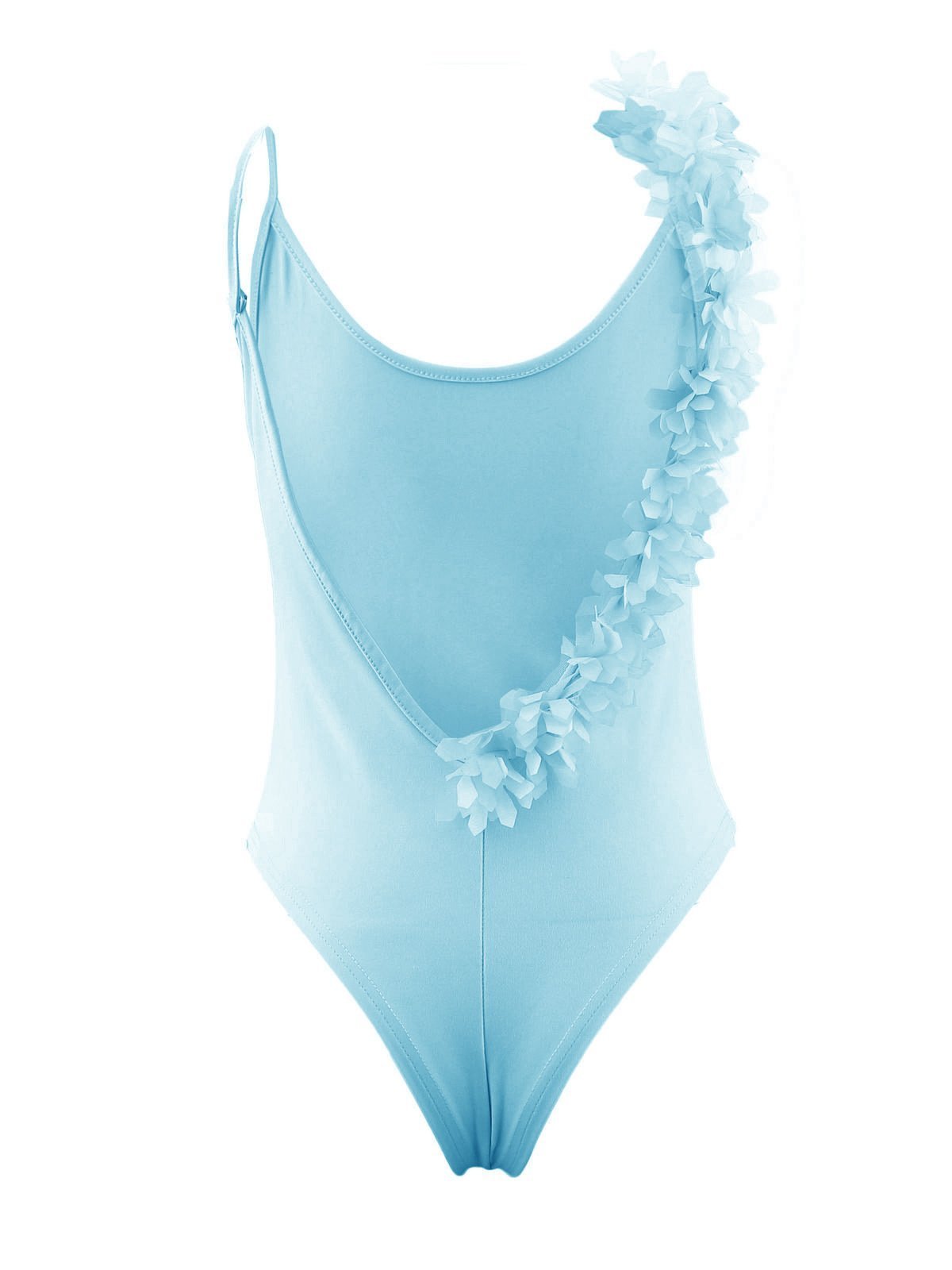 Summer Sexy V Neck Lace Stitching Backless One-Piece Swimsuit Bikini