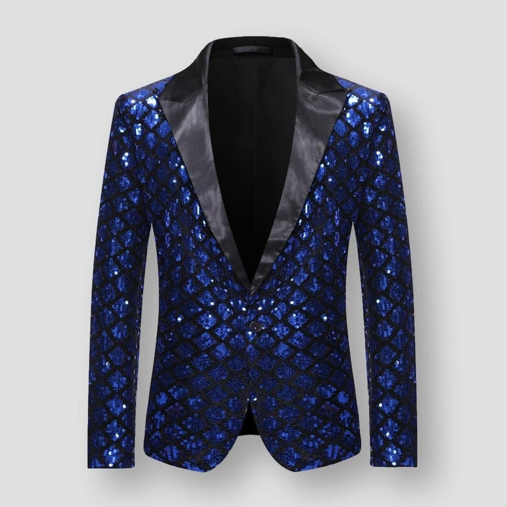 Sky Madrid Plaid Sequin Blazer
