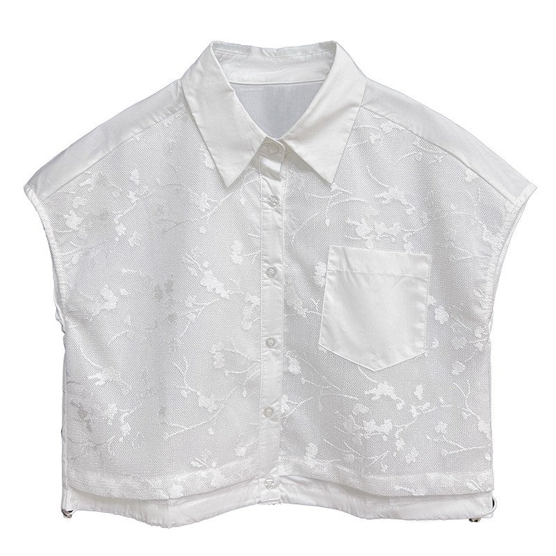 Polo Collar Short Sleeve Shirt Subtle Jacquard Loose Fit