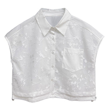 Polo Collar Short Sleeve Shirt Subtle Jacquard Loose Fit