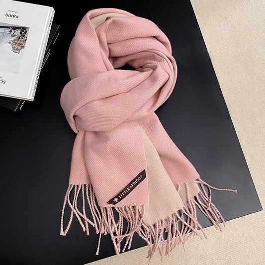 Color Blocking Imitation Cashmere Thick Warm Scarf