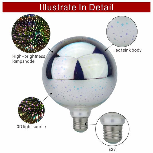 3D Decoration Led Bulb E27 6W 85-265V Vintage Edison Light Bulb Star Fireworks Lamp Holiday Night Light Novelty Christmas Tree