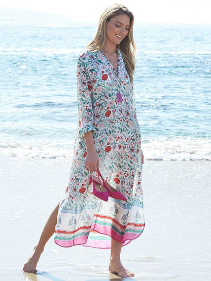 Print Long Sleeve Beach Swimwear Cover Up