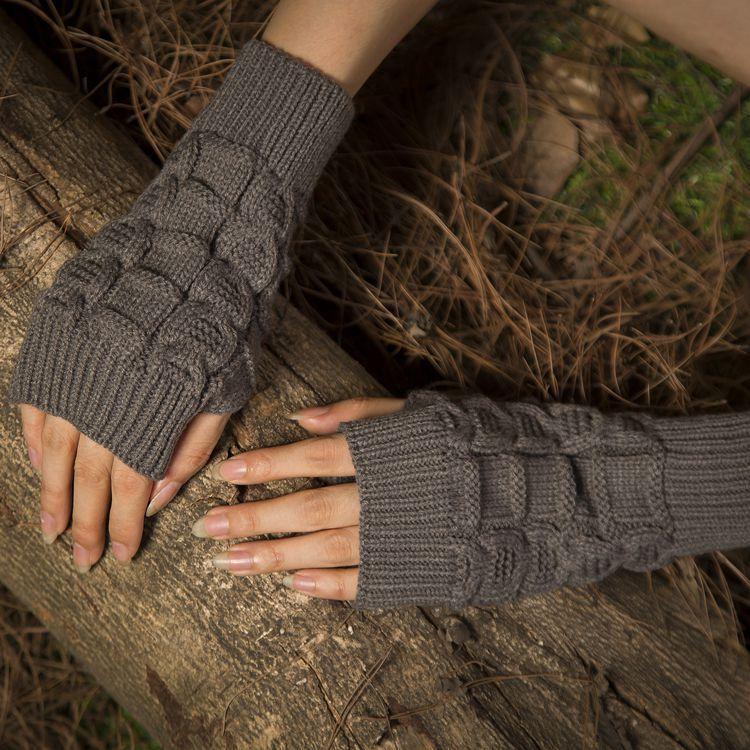 Half Refers To The Warm Knit Typing Women S Thick Wool Half Palm Gloves - 3