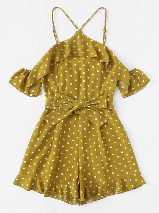 2018 New Sexy Polka Dot Short Jumpsuit Romper