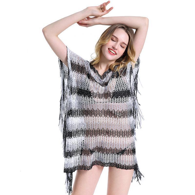 Knit Hollow Tassel Beach Swimwear Bikini Cover Up