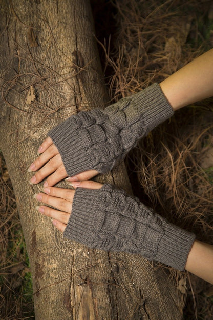 Half Refers To The Warm Knit Typing Women S Thick Wool Half Palm Gloves - 3