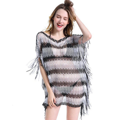 Knit Hollow Tassel Beach Swimwear Bikini Cover Up