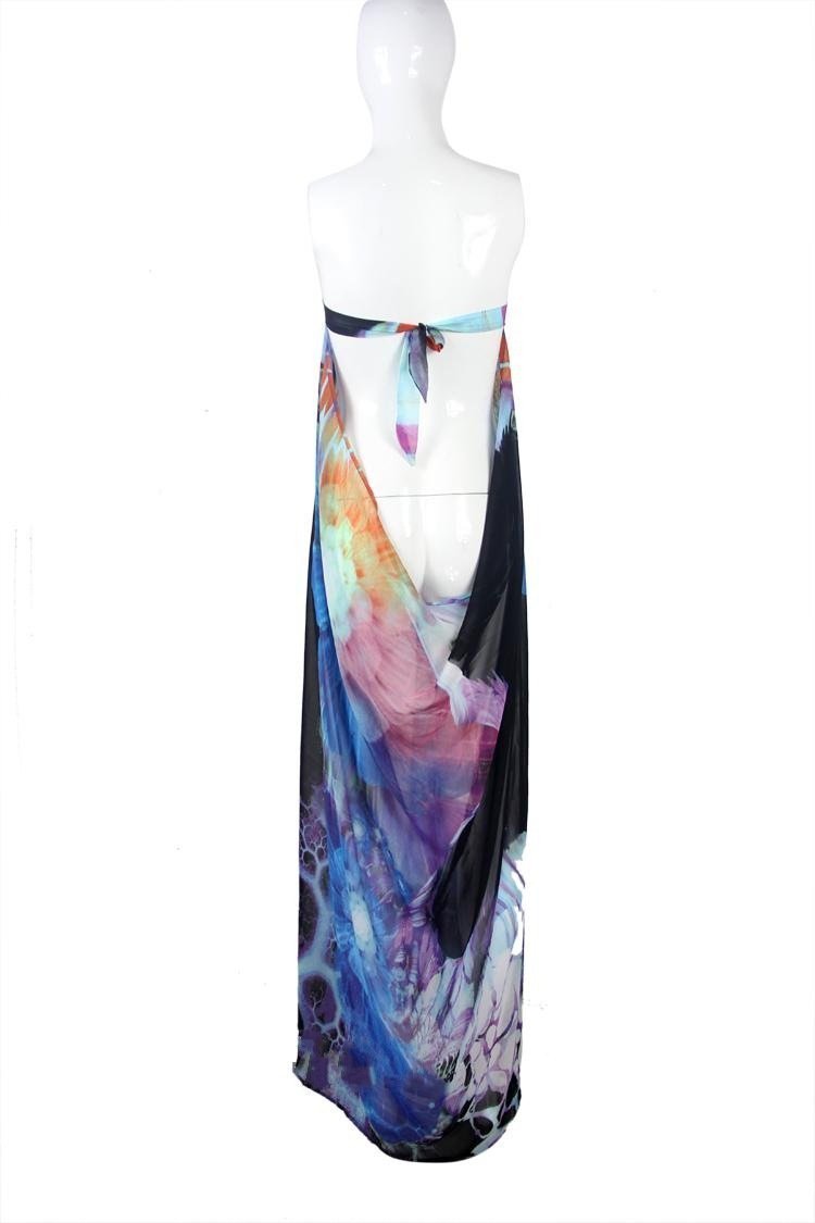 Hot Sexy Chiffon Strapless Backless Split Beach Bikini Cover Up