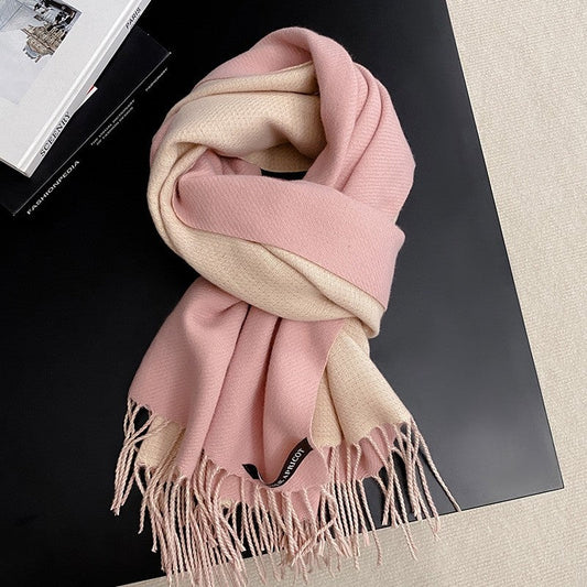 Fashionable And Versatile Color Blocking Imitation Cashmere Scarf