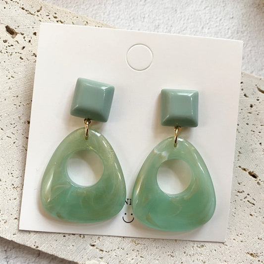 Geometric Hollow-Out Watercolor Earrings