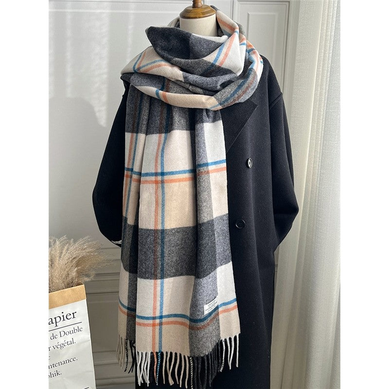 Fringed Plaid Shawl Scarf
