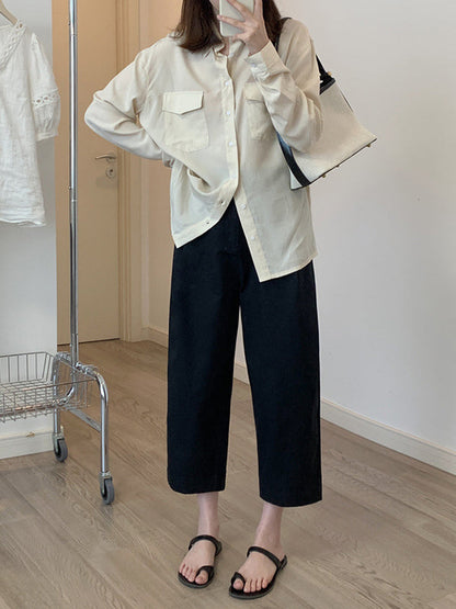 High Waisted Loose Solid Color Casual Pants Bottoms