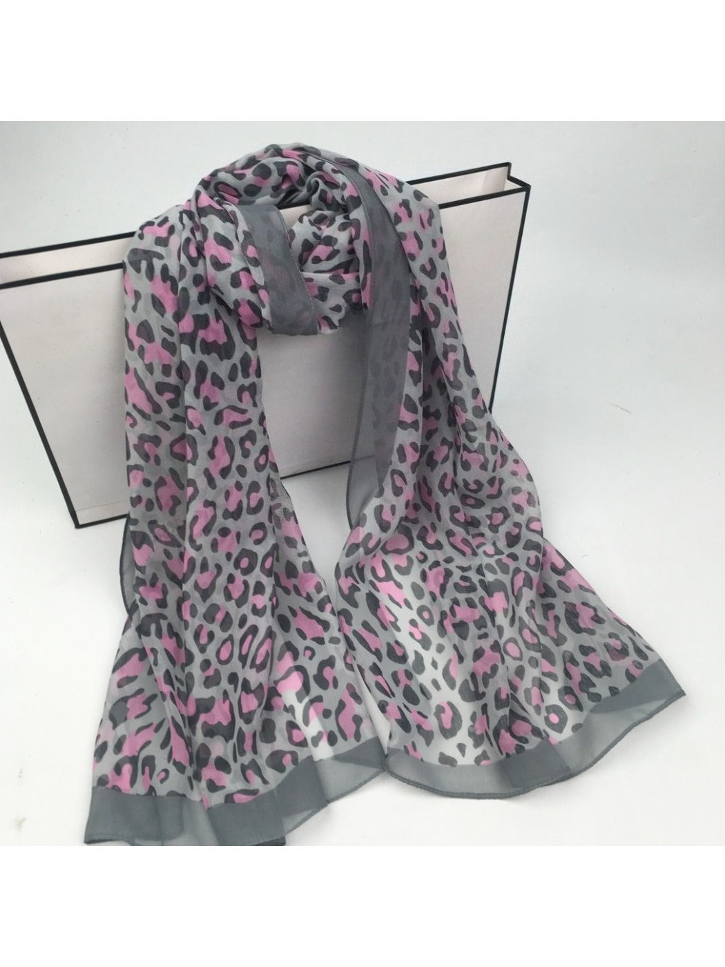 Scarvii - Chiffon Scarf with Leopard Print