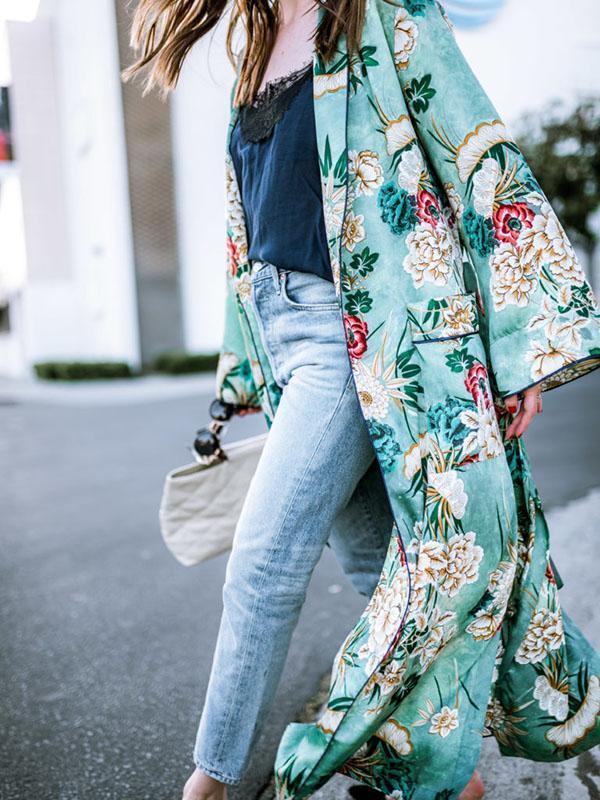 Fashion Floral Printed Cover-Up Outwear