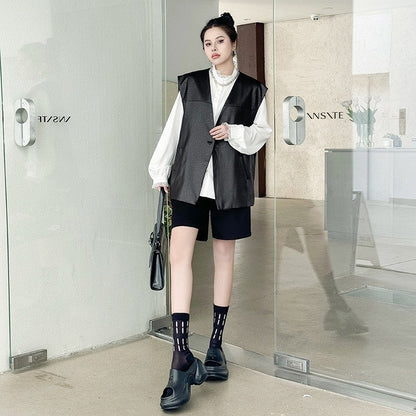 Ribbed Jacquard Solid Color Vest