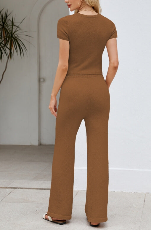 Simple Knit Top and Pants Set