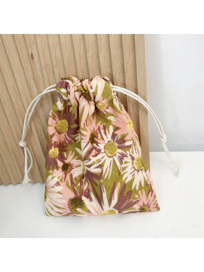 Cosbai - Floral Drawstring Pouch - Mini &amp; Portable