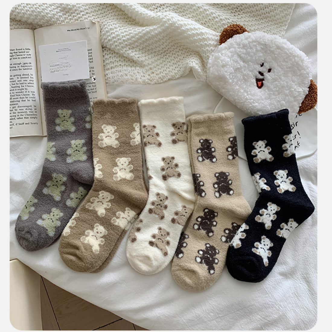 Rufia - Bear Coral Fleece Thickened Winter Socks