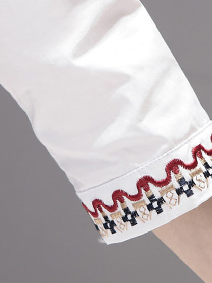 High-Low Loose Embroidered Multi-Colored Blouses&Shirts Tops