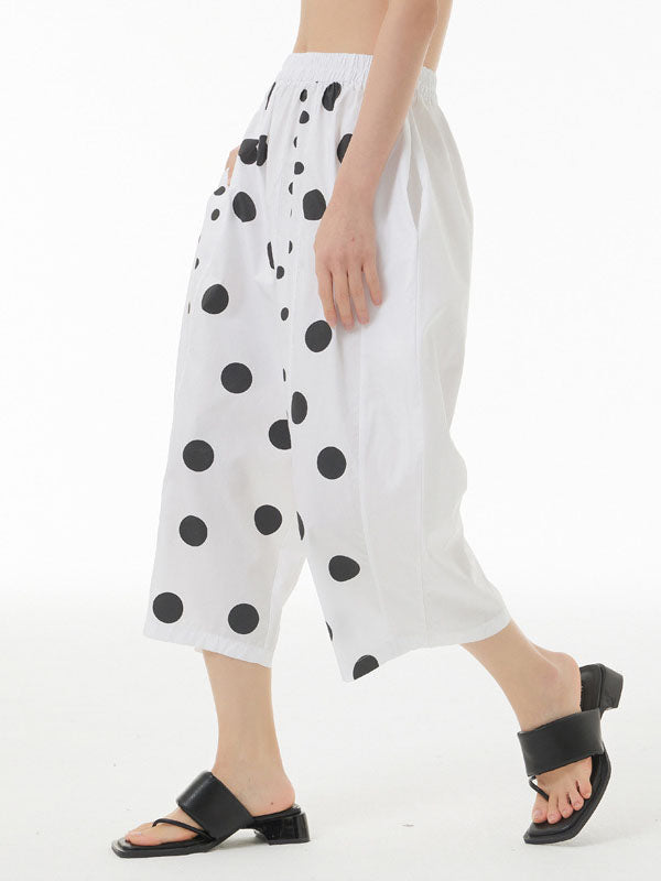 Cropped Tapered Polka-Dot Casual Pants Bottoms Cropped Trousers