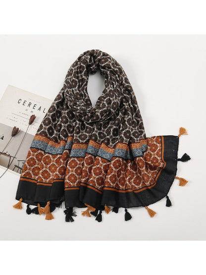Scarvii - Color-Blocked Shawl Scarf with Tassels - Stylish &amp; Versatile
