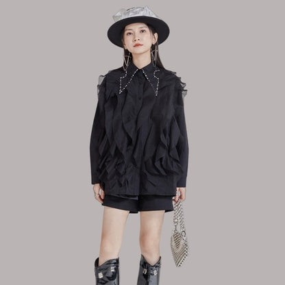 Rhinestone Collar Shirt