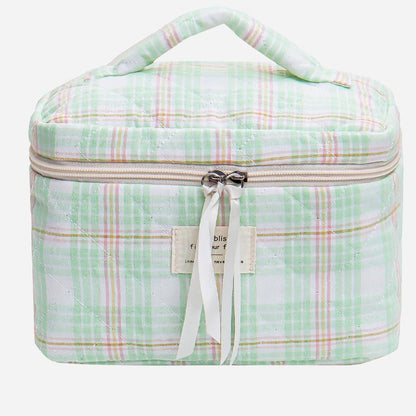 Simple Plaid Large Capacity Makeup Bag