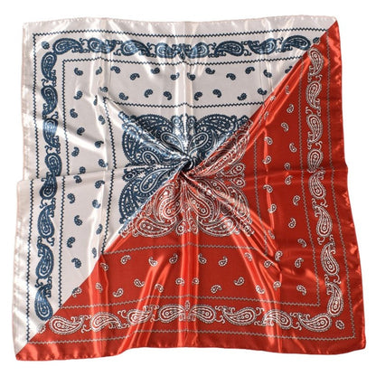 Paisley Print Satin Square Hair Scarf