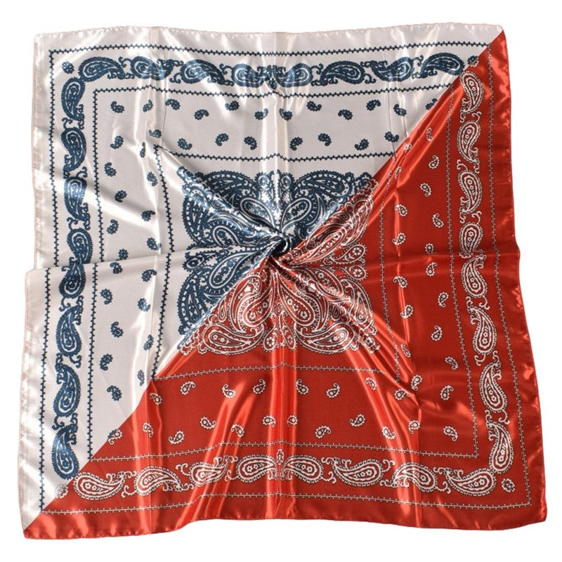 Paisley Print Satin Square Hair Scarf