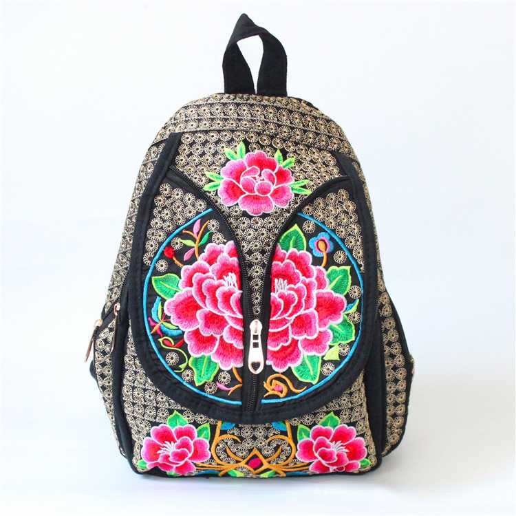 New Ethnic Style Embroidered Backpack For Women'S Embroidered Canvas Leisure Backpack