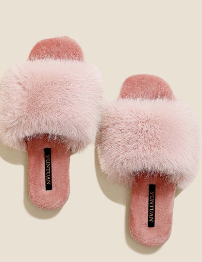 Fuzzy Faux Fur Warm Non-Slip Indoor Slippers