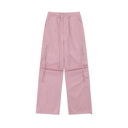Wide-Leg Parachute Cargo Pants Unisex Loose Fit Style