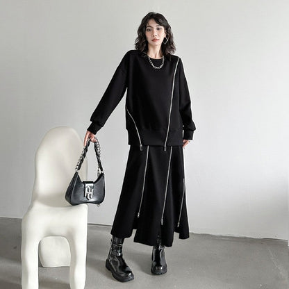 Contrast Panel Zip Up Sweatshirt