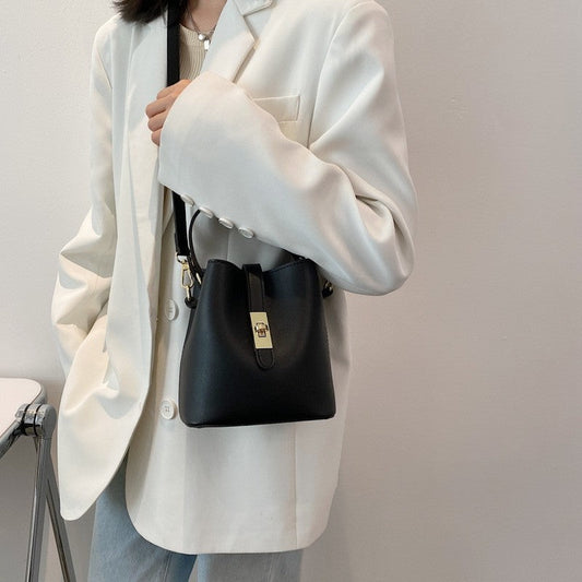 PU Leather Crossbody Bucket Bag