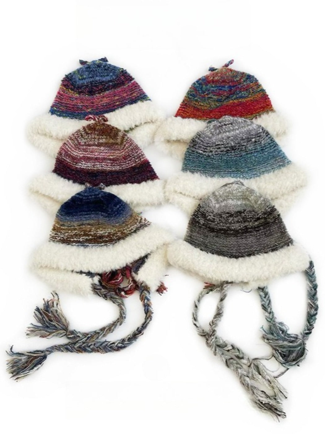 Haila - Rainbow Colorblock Knit Earflap Beanie