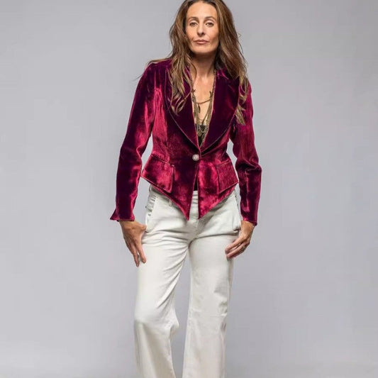Velvet Slim Single Button Casual Blazer