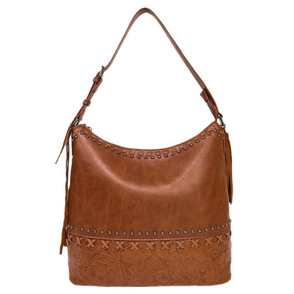Cosbai - Vintage Floral Beaded Handbag with Tassels &amp; Zipper