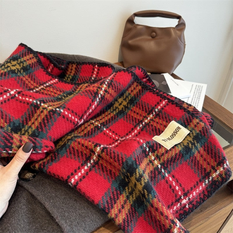 Color Blocking Plaid Versatile Scarf