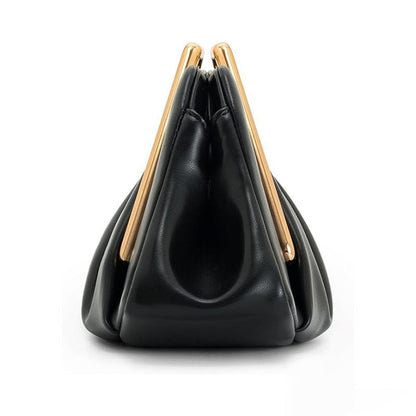 Minimalist Cloud Ruched Evening PU Leather Handbag
