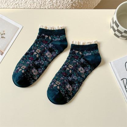 Rufia - Floral Lace Trim Ankle Socks